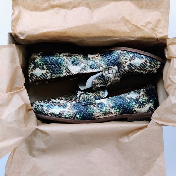 MADEWELL Alex Snakeskin Embossed Leather Loafer Flat Shoes 8 - Picture 6 of 10